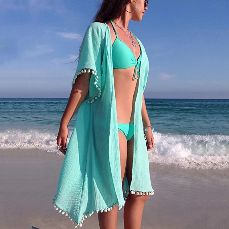 

Women Sexy Beach Bikini Cover-up Tassels Covers up Bathing Suit Summer Beach Wear Pareo Swimwear Mesh Beach Dress Tunic Robe