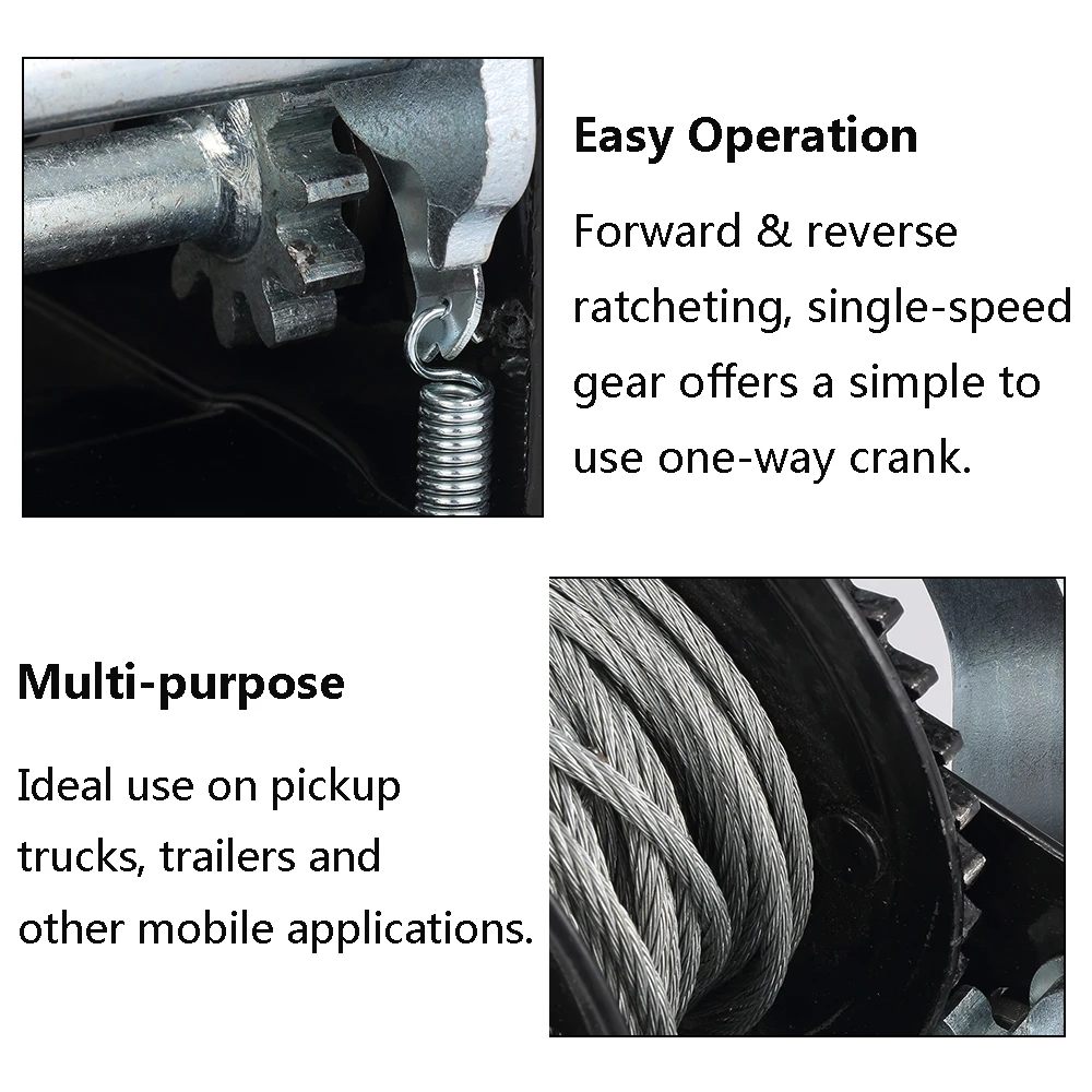 Тяжелая ручная лебедка KC600 lbs шестеренчатая с 10 м стальной проволокой Для