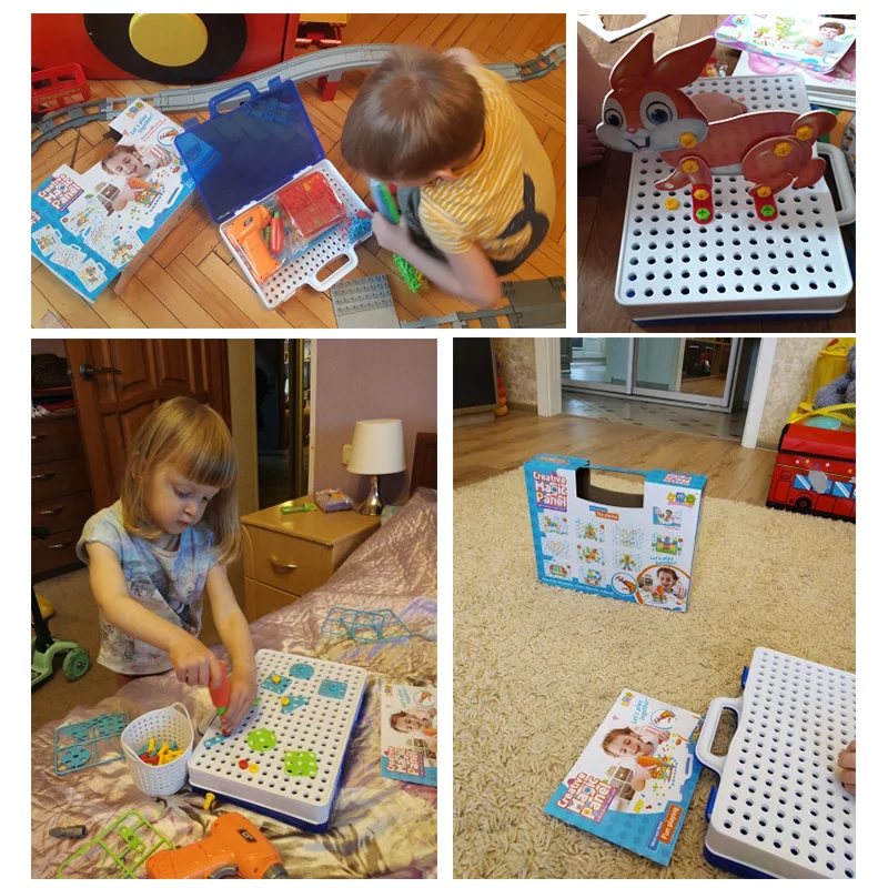 Шуруповерты Креативная мозаика пазл 4в1 в чемодане обучающая Детская