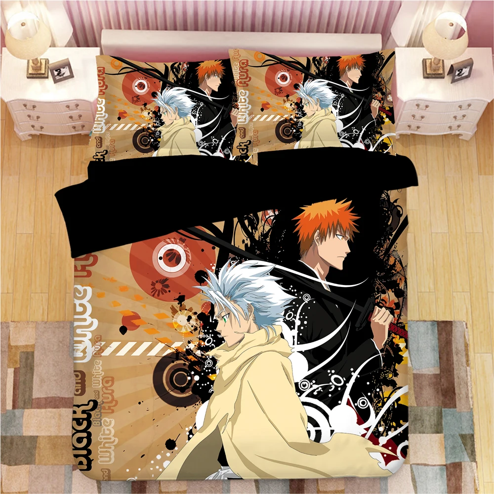 

3D Bleach Kurosaki Ichigo Bedding Set Duvet Covers Pillowcases Cartoon Anime Comforter Bedding Sets Bed Linen Bedclothes Bed Set