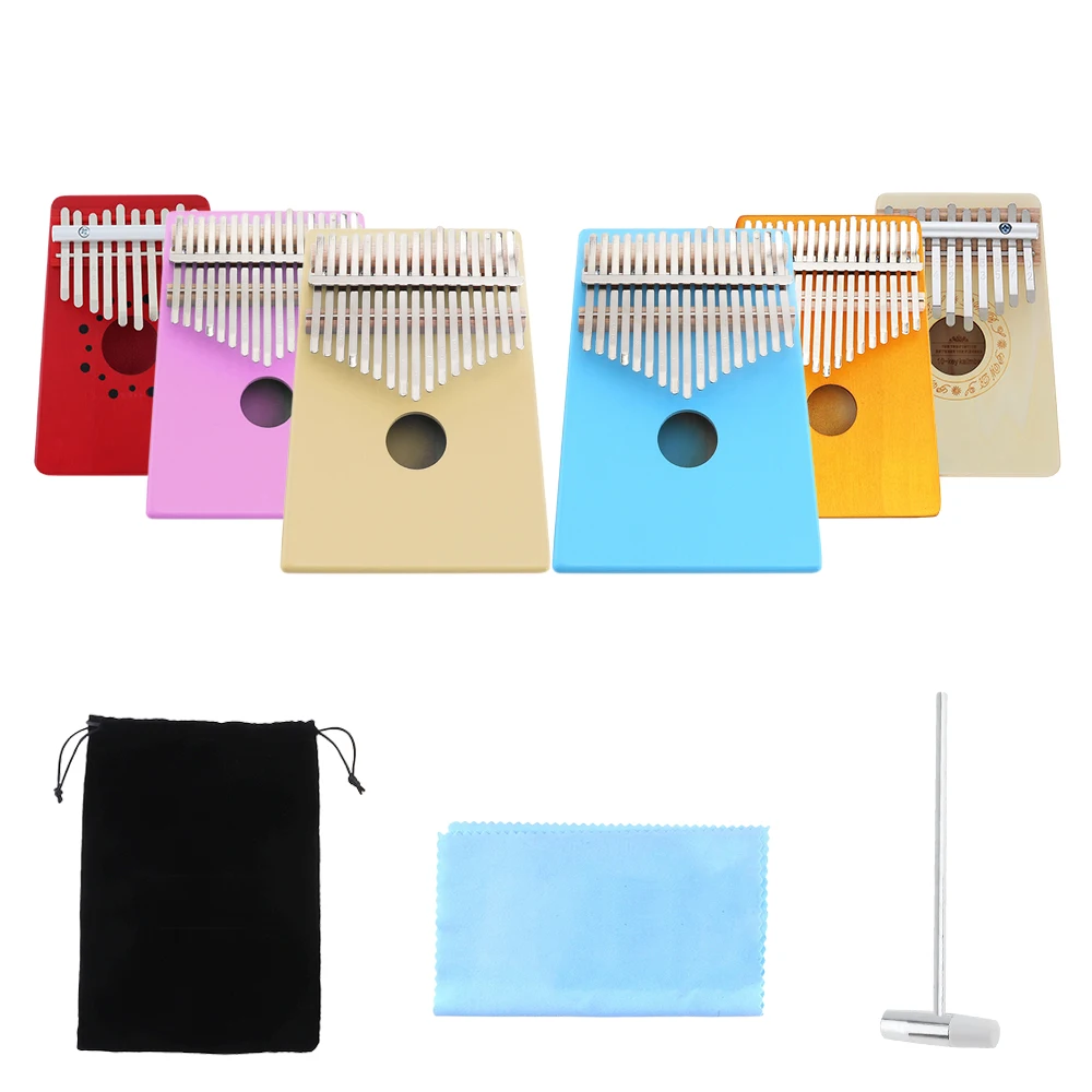 

17/10 Key Thumb Piano Finger Piano Kalimba Single Board Pine Mbira Keyboard Musical Instrument with Tuning Hammer Storage Bag