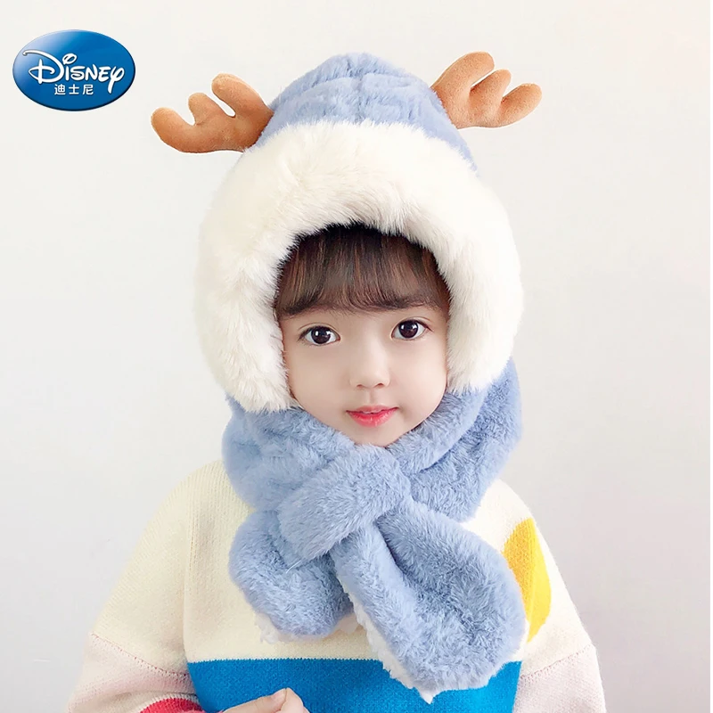 

Warm Children's Winter Hat Scarf Cute Elk Plush Ear Cap For Girls Thicken Windproof Baby Hats Sweet Fashion Deer Ear Kids Cap