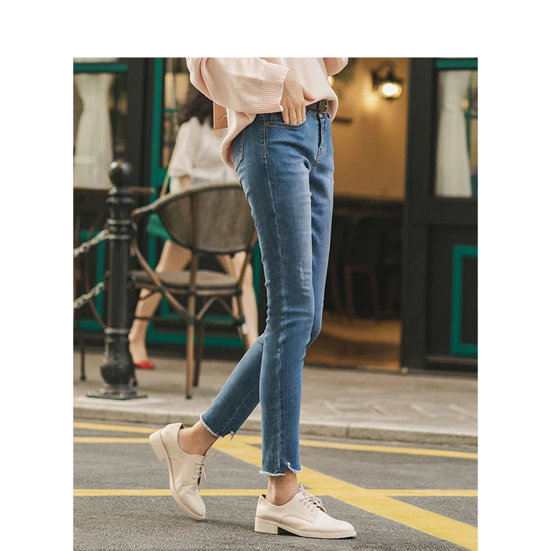 INMAN 2019 Зима Новое поступление вышивка Необычные тонкие женские длинные джинсы |