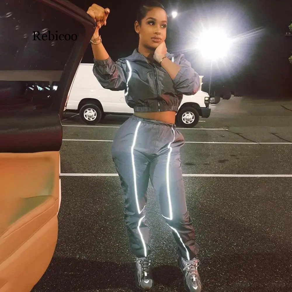 

Glow Women Autumn Casual 2 Pieces Suit Hooded Sweatshirt+Long Pants Zipper Leisure Casual Track Suits Female Two Piece Outfits
