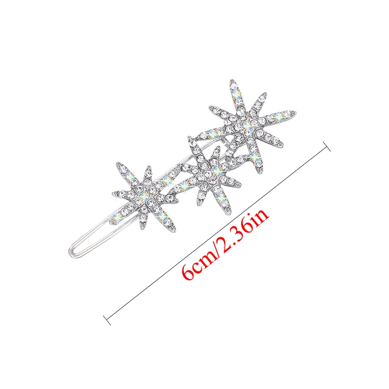 

1PCS New Shining Crystal Rhinestone Hair Clip Hollow Star Hairgrips Hairpins Alloy Girls Hair Clip Accessories Headdress
