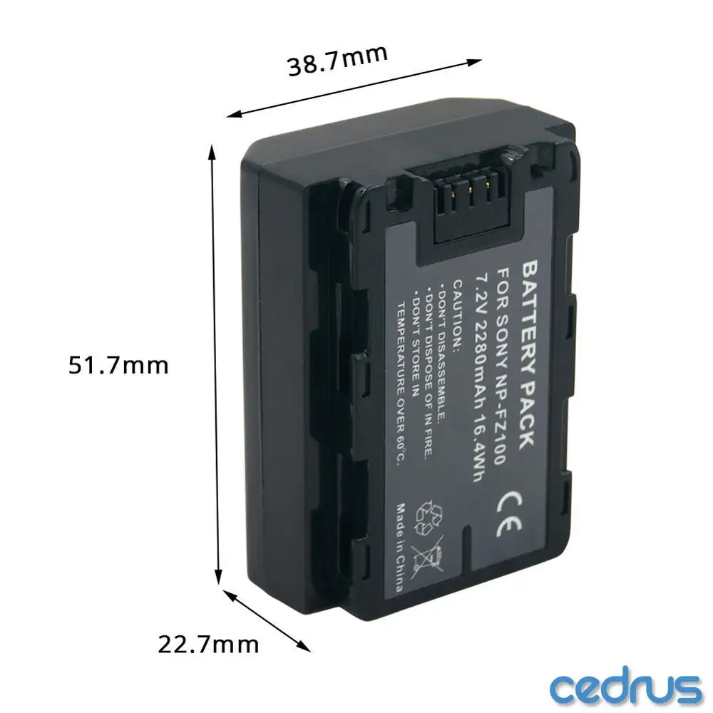 

NP-FZ100 NPFZ100 NP FZ100 2280mAh Rechargeable Camera Battery for Sony Alpha a7 III a7R III a9 Li-ion Digital Camera Batteries