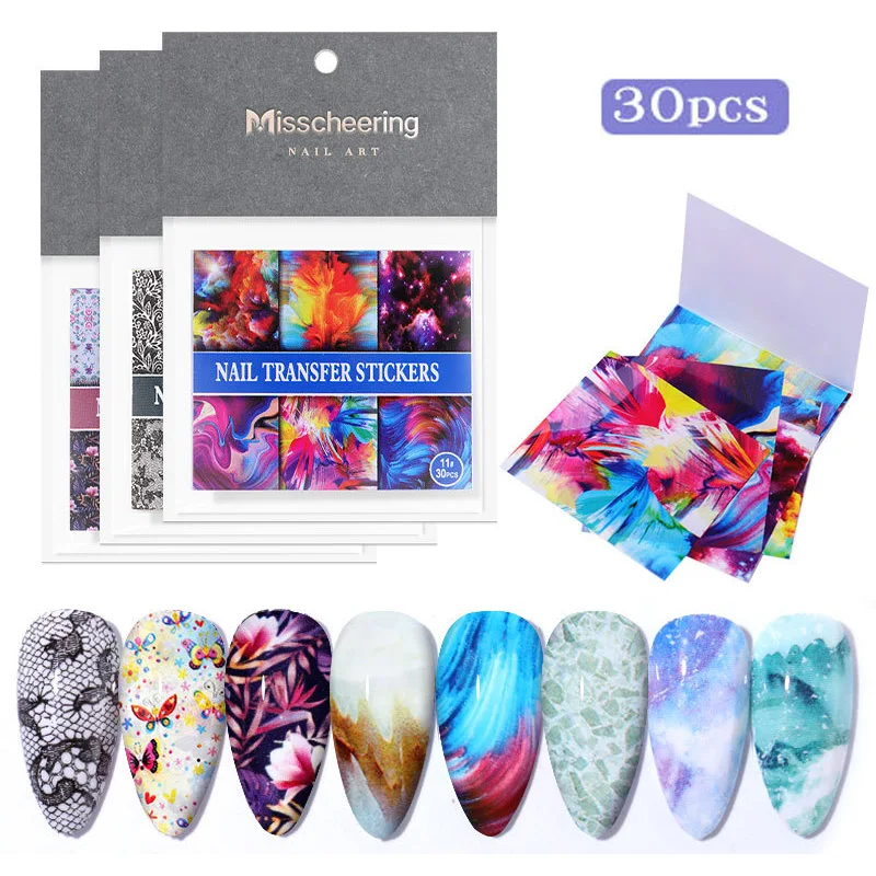 Красочные серии Леопардовый принт наклейки для ногтей Фольга дизайна Переводные