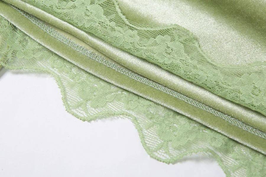 

Women Hollow Out Slip Dress, Adults Solid Color Spaghetti Strap V-Neck Lace Trim Drawstring One-piece