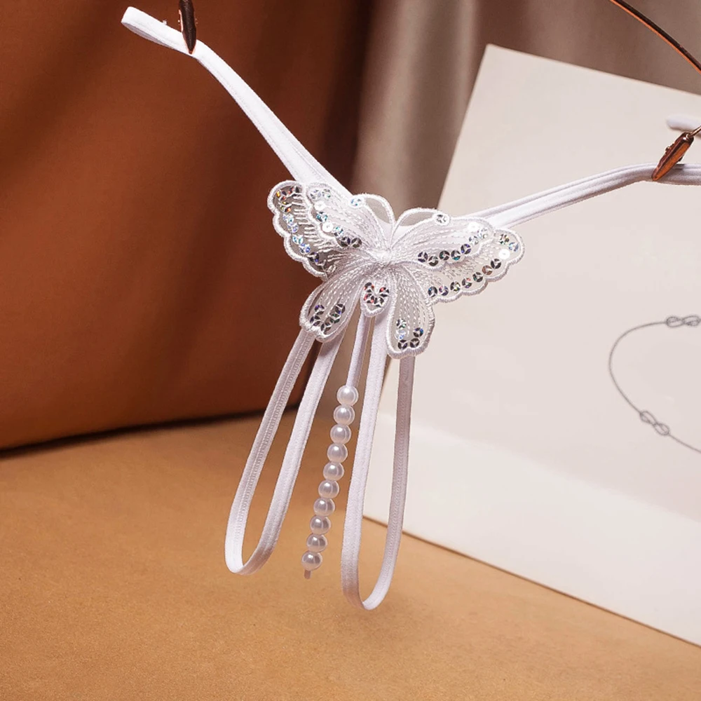 Женское Эротическое нижнее белье стринги с вышивкой бабочки и блестками трусики