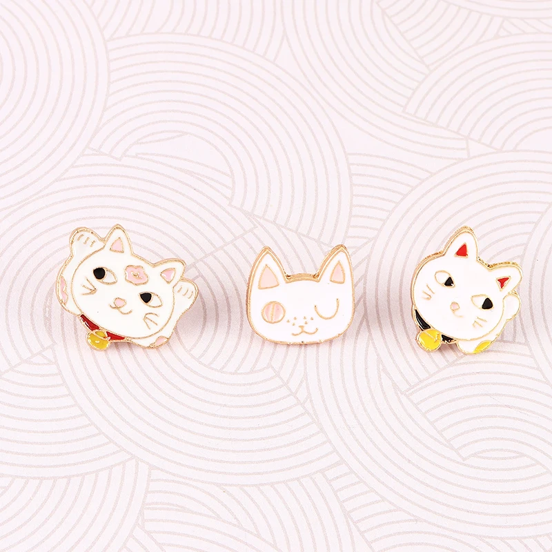 Броши на булавке Maneki Neko шпилька с подвеской Кот эмаль кошка брошь Япония Lucky Cat