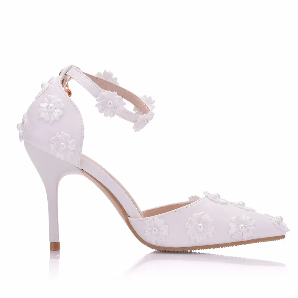 Босоножки женские на высоком каблуке хрустальные сандалии с острым носком