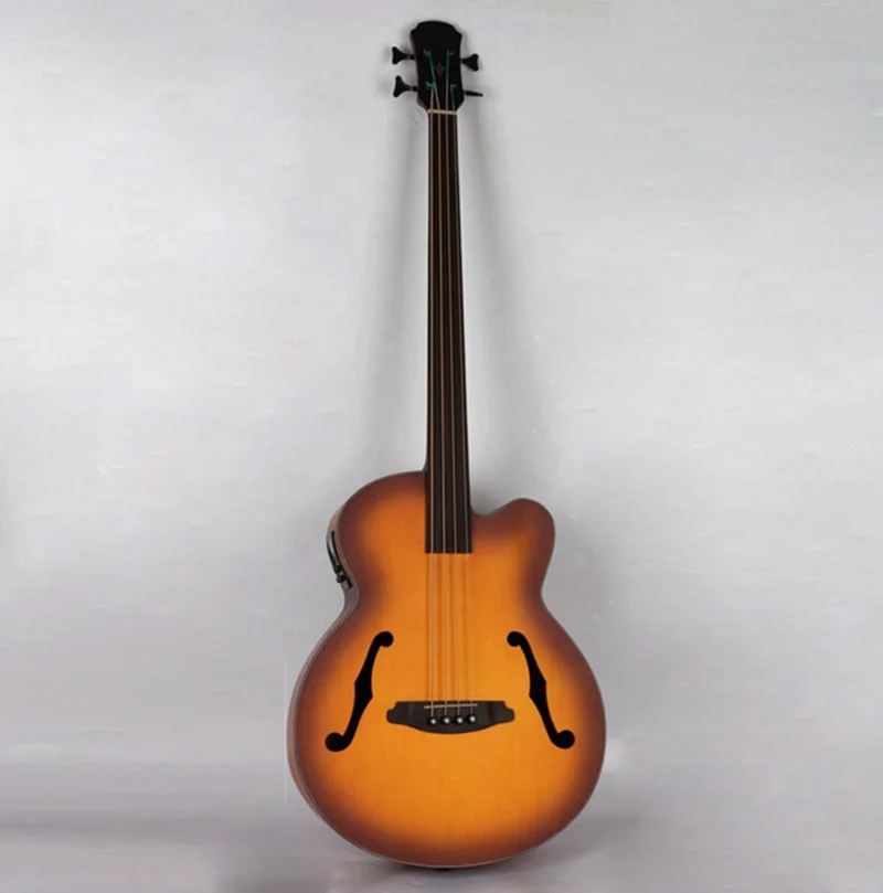Профессиональный fretless 43 дюймов Акустическая бас гитара с эквалайзером