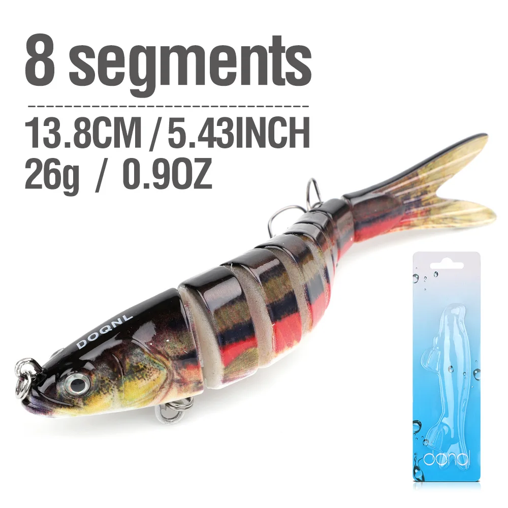 DONQL 8 Segment Crank Fishing Lure 13.8cm ArtificialSinking Wobblers Crankbait Plastic Hard Swimbait Bass Trout Fishing Lures