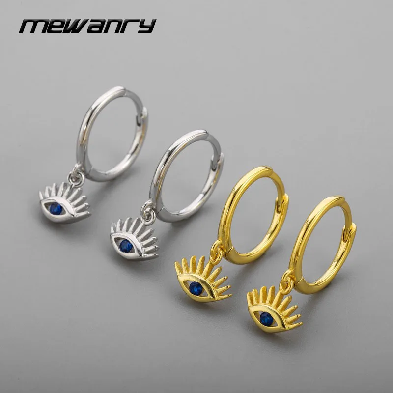 

Mewanry Prevent Allergy 925 Sterling Silver Earrings Trend Cute Blue Eyes Zircon Jewelry Creative Gifts Girls Party Accessories