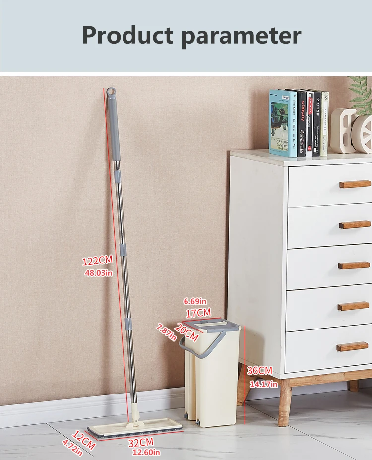 

Hands Free Mop with Bucket 360 Rotating Flat Mop Home Kitchen Floor Mop Lazy Mops Household Cleaning Tool