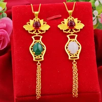 chinese style retro exquisite original 18k gold jewelry inlaid jade screen pendant brooch fashion corsage women 2 38cm