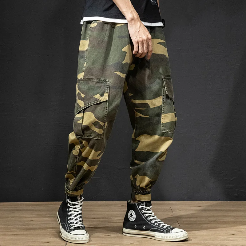 

Japanese Men Camouflage Loose Overalls Spring Trendy Male Popular Logo Beam Foot Trousers Nine Points Haroun Pants Men