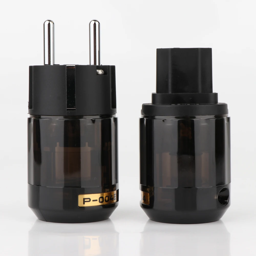 Набор P-004E Родиевые Платиновые латунные стержни европейская вилка переменного тока Schuko + C-004 IEC коннектор вмещает кабели 10 мм-21 мм