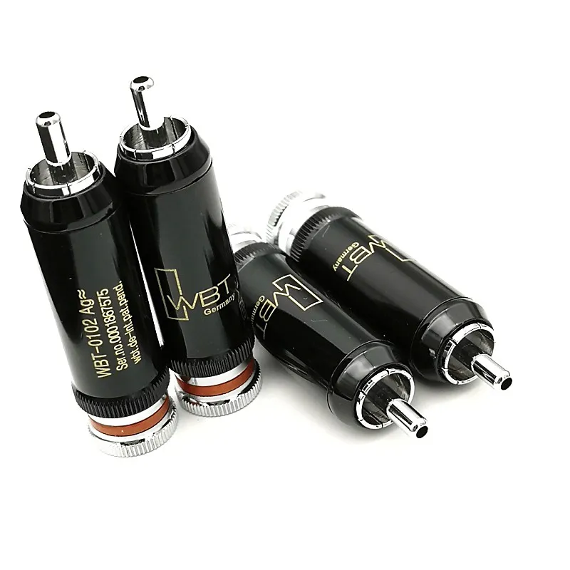 Высококачественный серебристый 0102Ag родиевый штекер lotus plug fever, аудиосигнальный кабель, Hi-Fi аудиокабель, терминал, RCA штекер