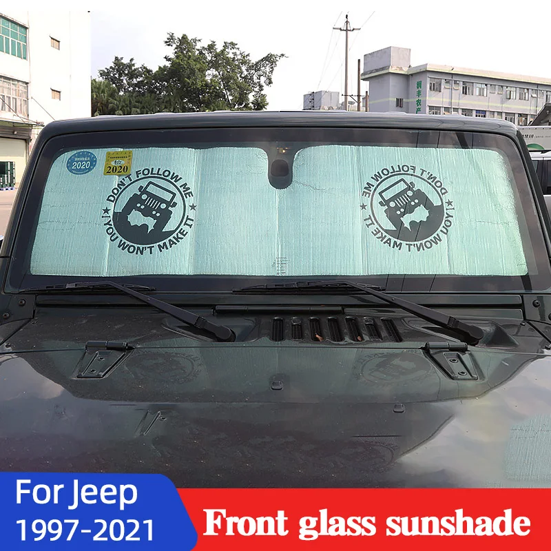 

Front Glass Sunshade For Jeep 1997-2021 Aluminum Foil Car Instrument Protection Insulation Sun Auto Accessories