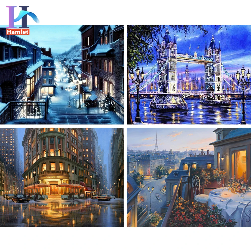

40x50CM DIY Painting By Numbers Night View Scenery HandPainted Oil Painting Adult Child Picture Colouring Home Decor Unique Gift