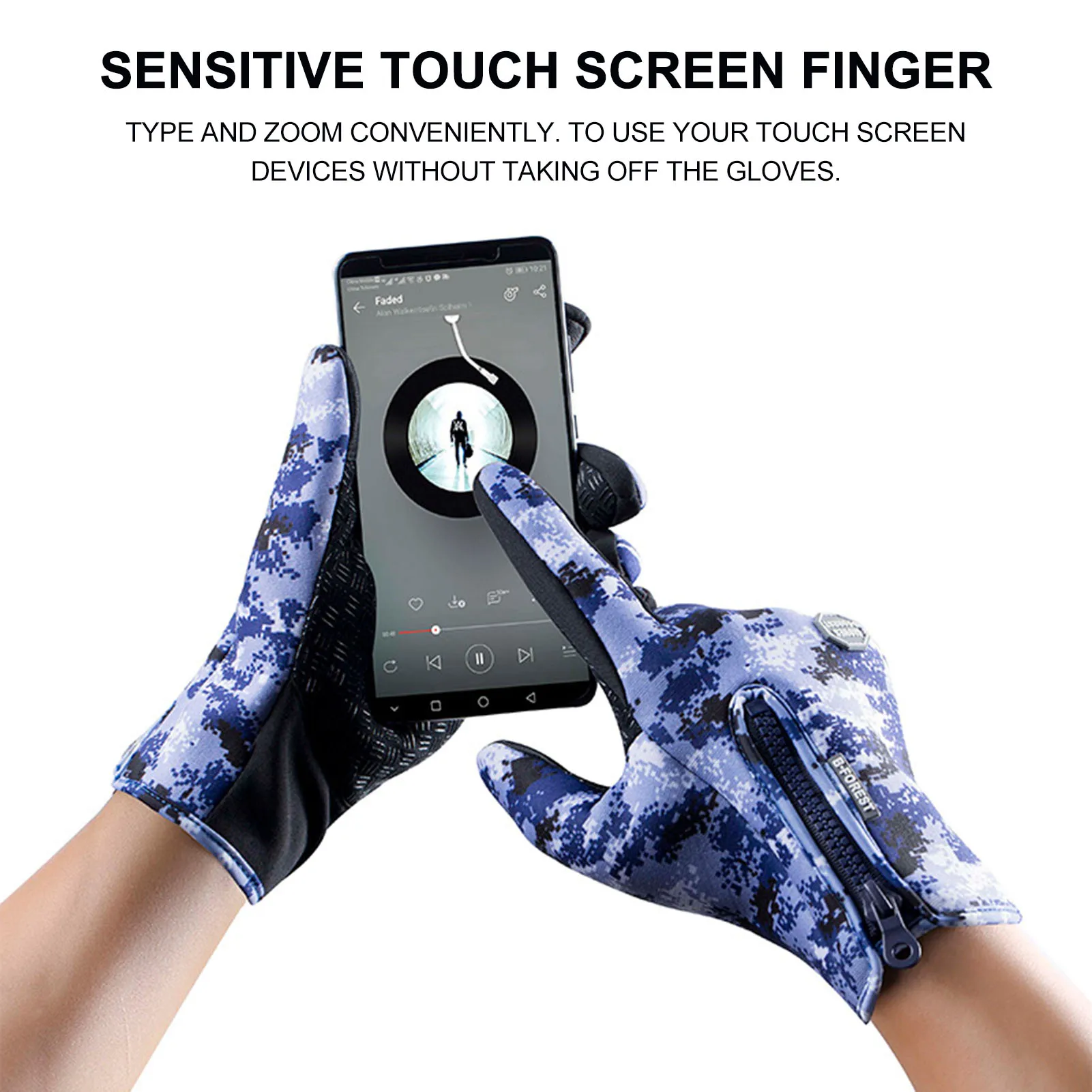 Камуфляжные зимние перчатки на молнии для мотоспорта мужские и женские