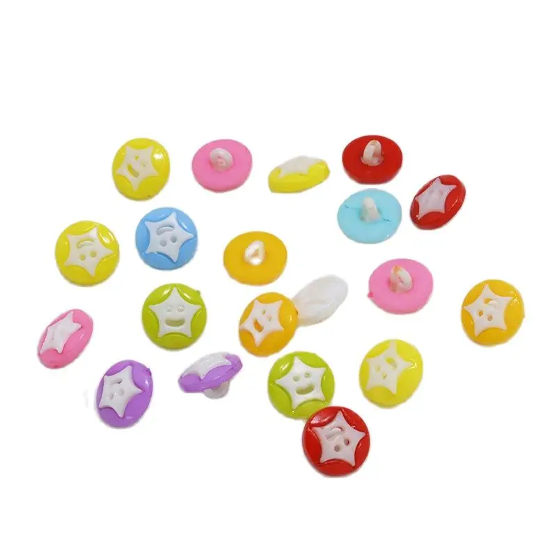

100PCS 15mm Plastic Mixed Colour Star Button With Shank For Baby Clothing Sewing accosseries Craft And DIY Button AK-10-15
