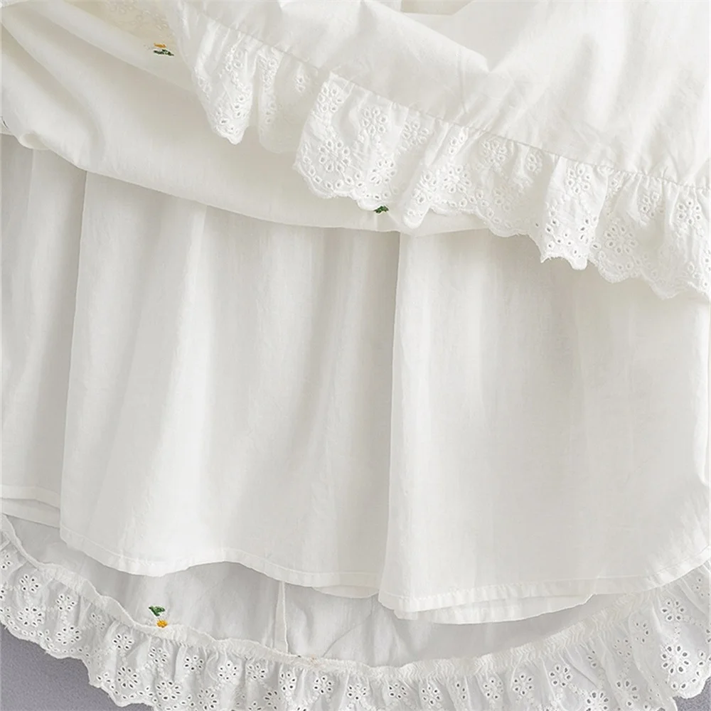 

U2020Rautumn new youth women's clothing age reduction small fresh floral V-neck short-sleeved ruffled fluffy mini dress