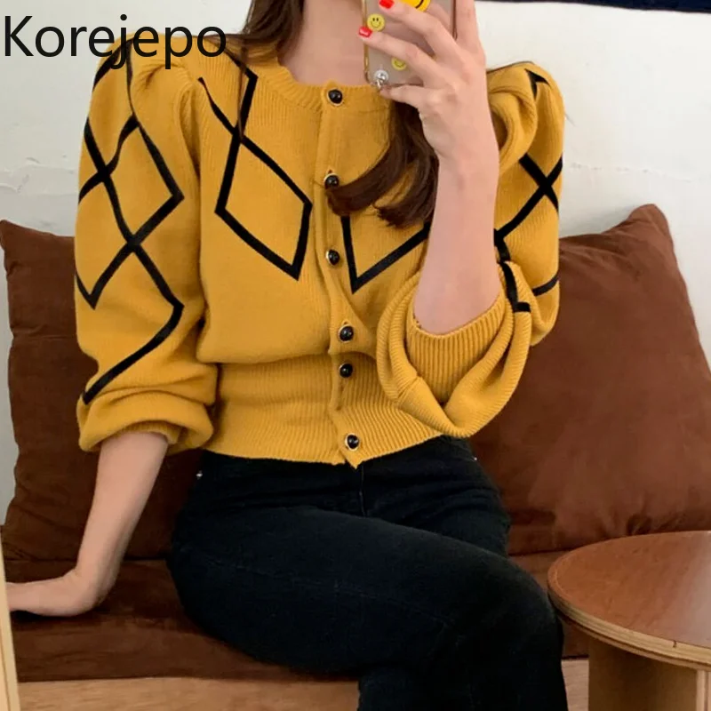 

Женский трикотажный кардиган с круглым вырезом, в Корейском стиле