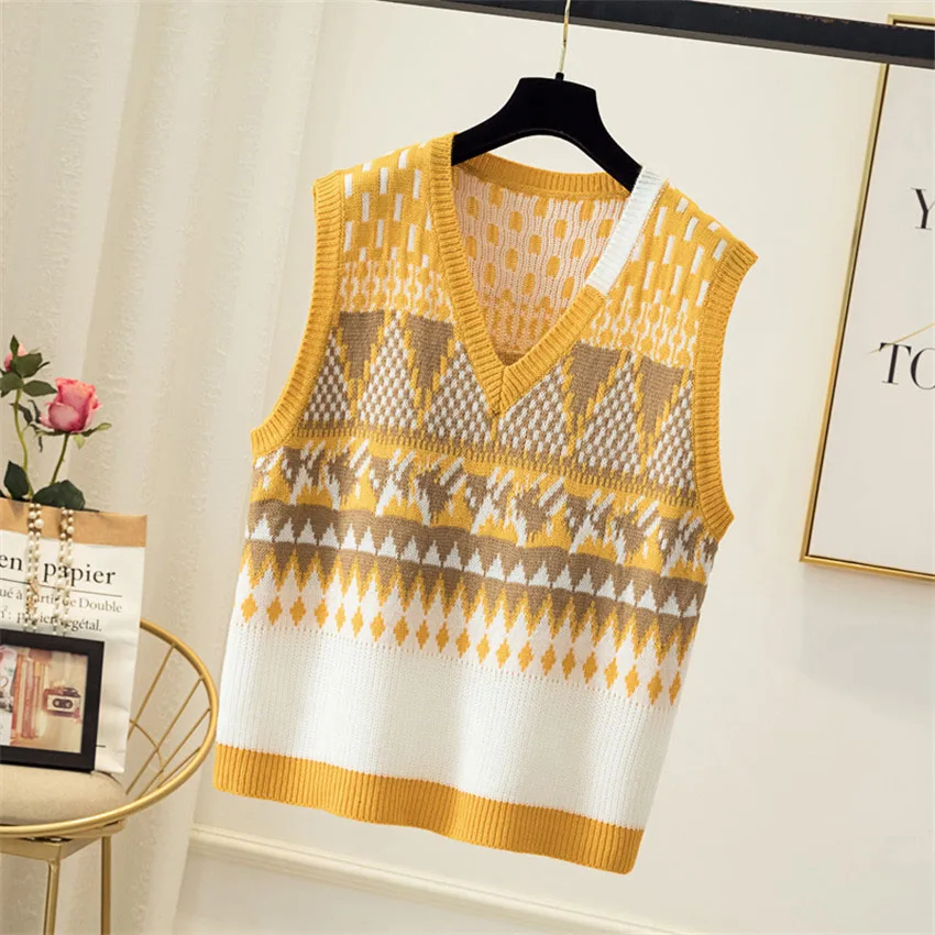 4XL плюс размер пальто без рукавов свитер жилет для женщин v-образный вырез вязаный