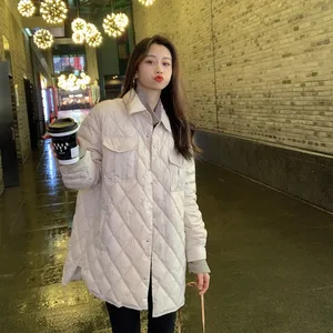 Модная женская зимняя ветрозащитная куртка, длинное Прямое пальто, повседневные женские парки с ромбовидным узором, верхняя одежда