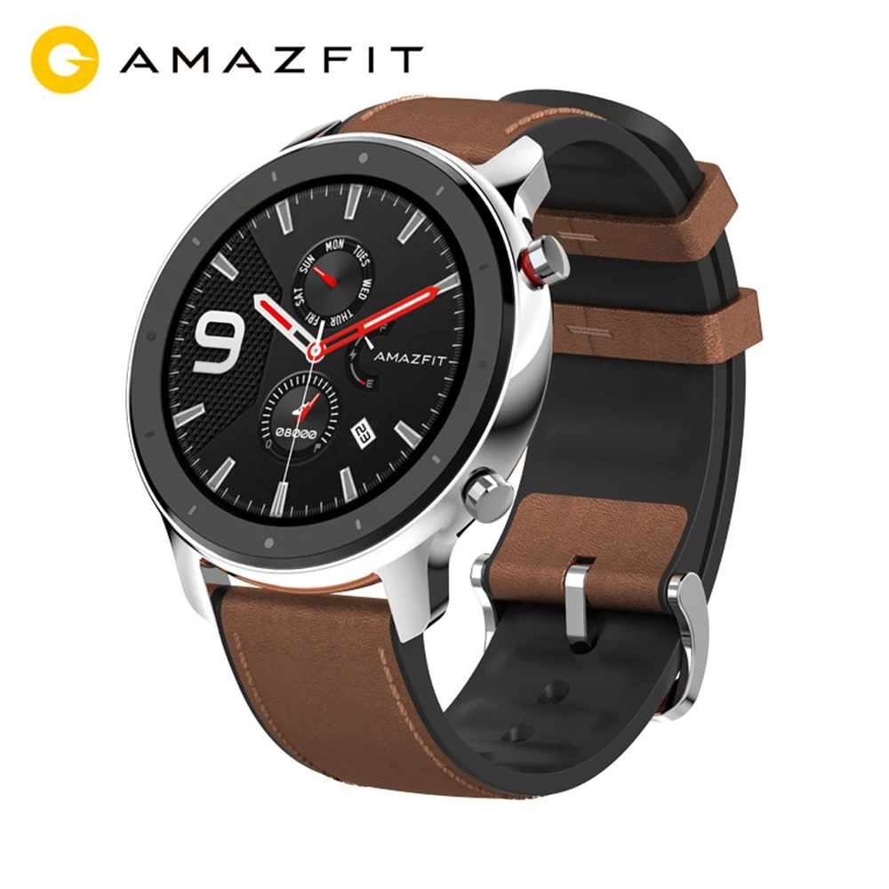Оригинальные Huami Смарт-часы AMAZFIT GTR 47 мм 5 АТМ водонепроницаемые часы 1,3" AMOLED gps+ ГЛОНАСС умные часы мужские 24 дня батарея