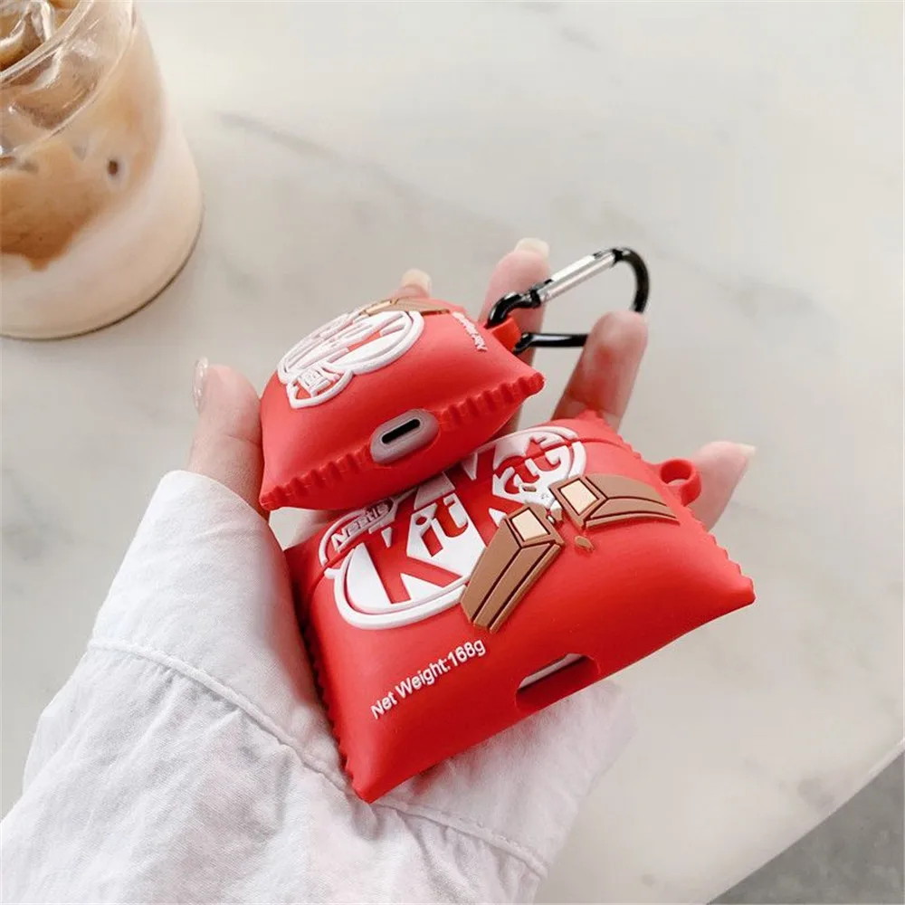 3D Kitkat cute Chocolate chip cookies Wireless Earphone case for Airpods 1 2 3 Pro box Bluetooth headset silicone luxury cover |
