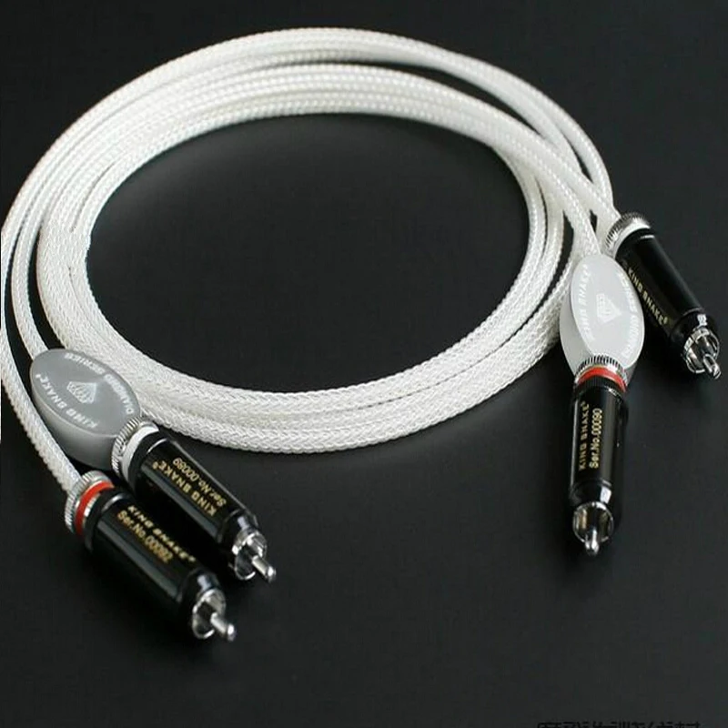 

Pair King Snake Diamond Series Silver RCA Cable CRYO-196 Male To Male RCA Interconnect Audio Cable