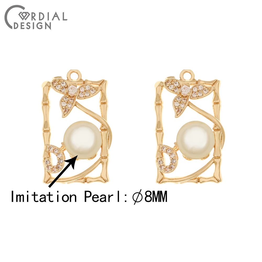

Cordial Design 50Pcs 14*24MM Jewelry Accessories/CZ Charms/Bamboo Shape/Blank Tray/Hand Made/DIY Making/Earring Findings