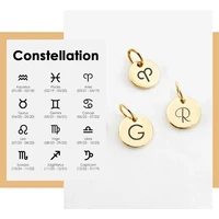 jujie fashion round 12 constellation pendant engrave zodiac accessories suitable for all kinds of jewelry wholesaledropshipping