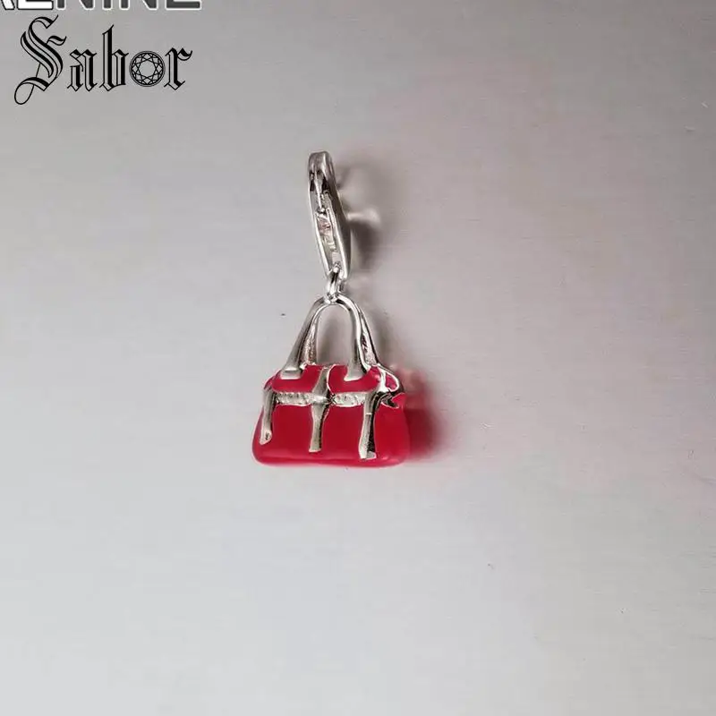 Классический серебристый цвет красная сумочка Diy амулеты подходят браслеты и