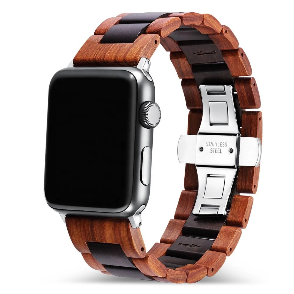 

Ремешок для наручных часов iwatch Series 5, 4, 3, 2, из натурального дерева