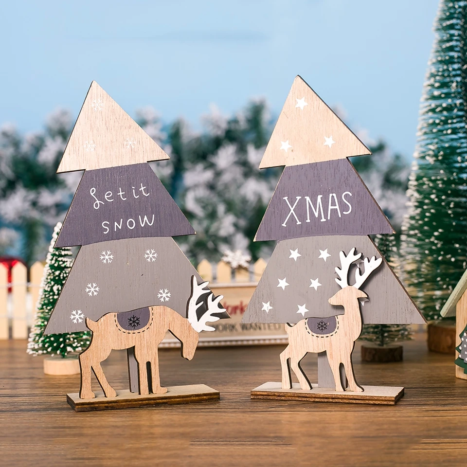 1 комплект мульти DIY креативные деревянные поделки РОЖДЕСТВЕНСКИЕ Санта/олень деревянные украшения для домашнего стола украшения для рождественской вечеринки