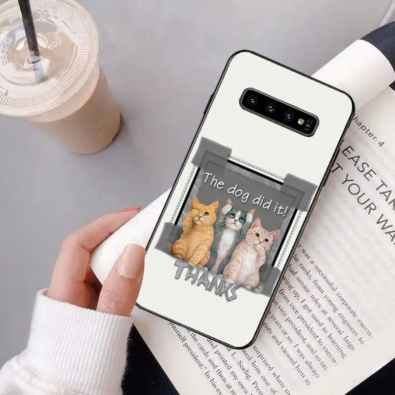 

Lovely Cats Luxury Brand Phone Black Case Back Shell For Samsung Galaxy S8 S9 S10e S20 PLUS J6 J600 Cases Cover