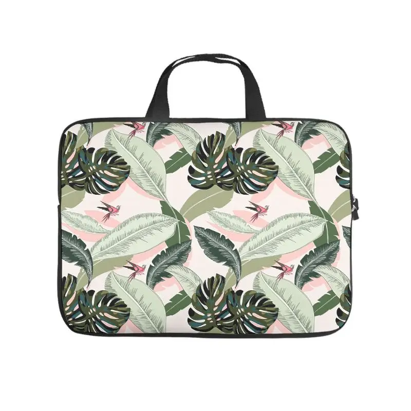 

Green Tropical Plant Leaf Bird Laptop Sleeve Cool Graphic Tablet Storage Bag Portable Polyester Tablet Carrying Case for white