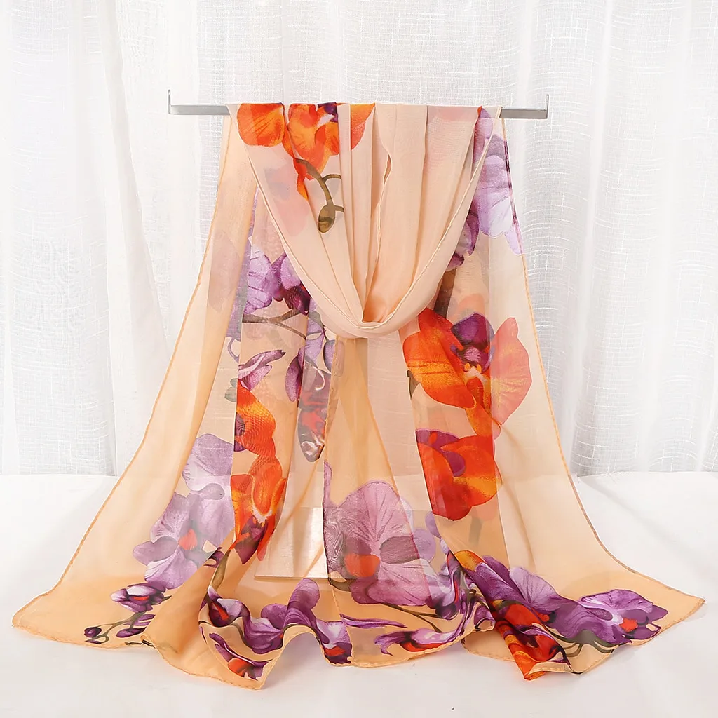 Шелковый шарф с цветочным принтом в стиле ретро на шею винтажный Модный женский