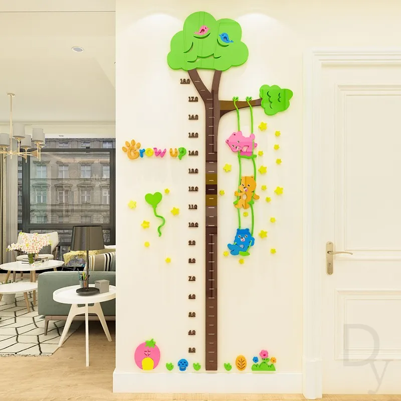 

3d Stickers Stereo Acrylic Wall Stickers Baby Cartoon Tree Measurement Height Ruler Children's Room Kindergarten Wall Decoration