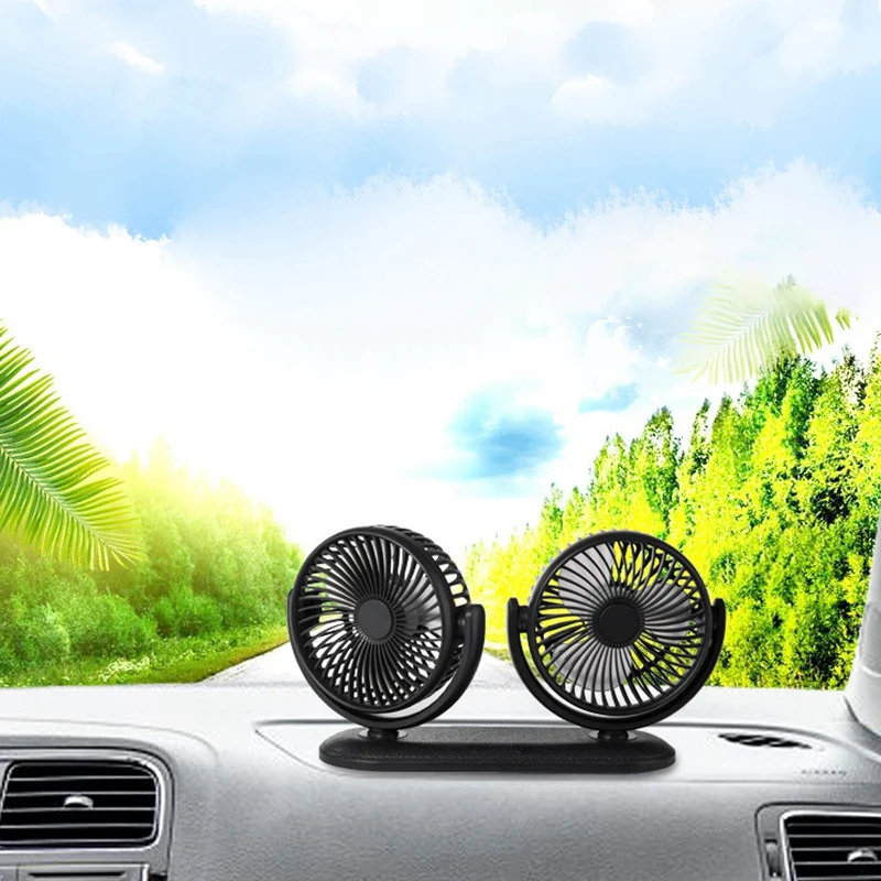 

DC201 Dual-Head Fan, USB-Powered 3-Speed Adjustable Dual-Head 5-Inch 3-Blade Mini Fan for Offices, Dormitories, Cars
