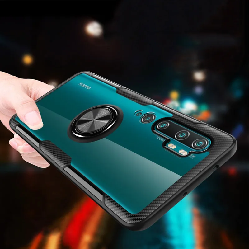 Чехол для Xiaomi Mi Note 10 Pro роскошный прозрачный чехол из поликарбоната и углеродного