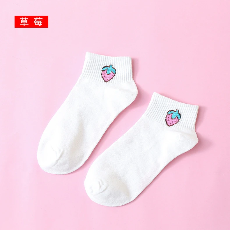 

1 Pair Colorful fruit Invisible Short Woman Sweat summer comfortable cotton girl women's boat socks ankle low female