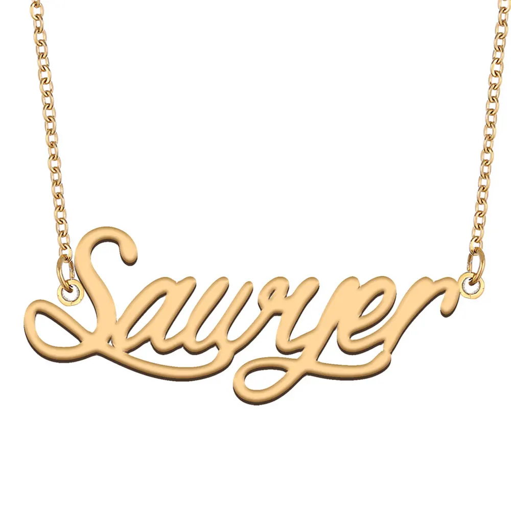 

Sawyer Name Necklace for Women Stainless Steel Jewelry Gold Plated Nameplate Pendant Femme Mother Girlfriend Gift