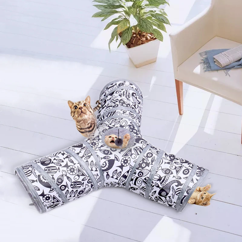 2/3/4 отверстия складной туннель для кошек для дома и улицы Pet кошачьи игрушки для кошки; тапочки с кроликом; шлёпанцы для играть тоннель тавровое соединение