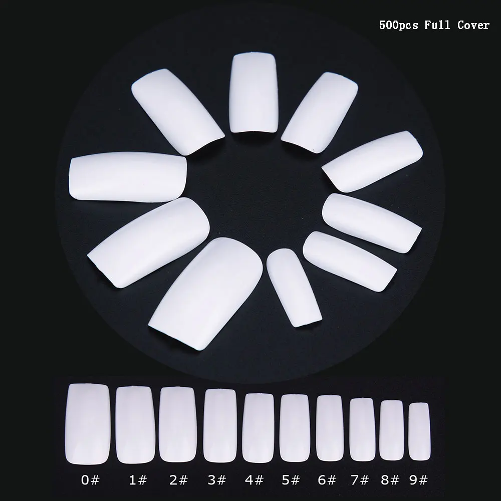 White-500pcs-Full OSHIONER накладные кончики для маникюра, прозрачные белые натуральные наполовину покрытые накладные ногти, пластиковые маникюрные инструменты для наращивания пальцев - Цвет: White-500pcs-Full
