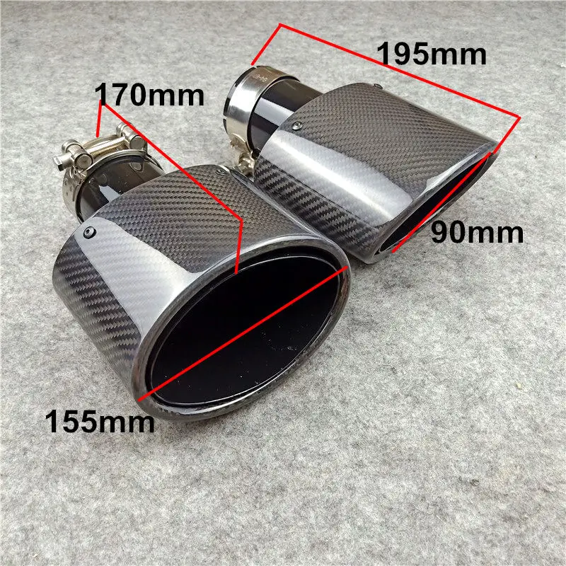 

New 1 Piece Oval Shape Exhaust Muffler Pipe For Universal Outlet 90mm 155mm Auto Single Glossy Black Exhaust Tips Car-Styling